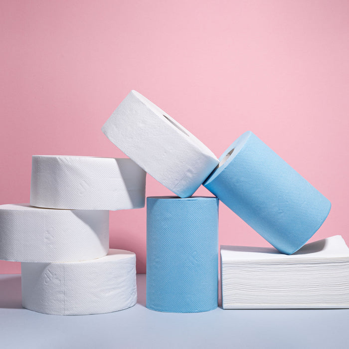 Paper hygiene products for businesses including hand towels and toilet paper