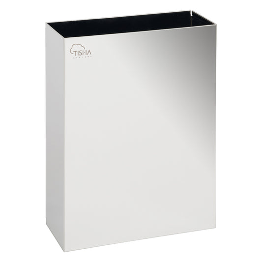 16L wall-mounted stainless steel bin for public toilet paper disposal –  mirror finish