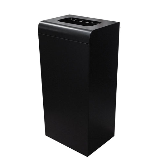 57L black metal bin with cover – large commercial waste bin