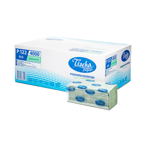 Green recycled V-Fold / Interfold hand towels – front view, eco-friendly and absorbent