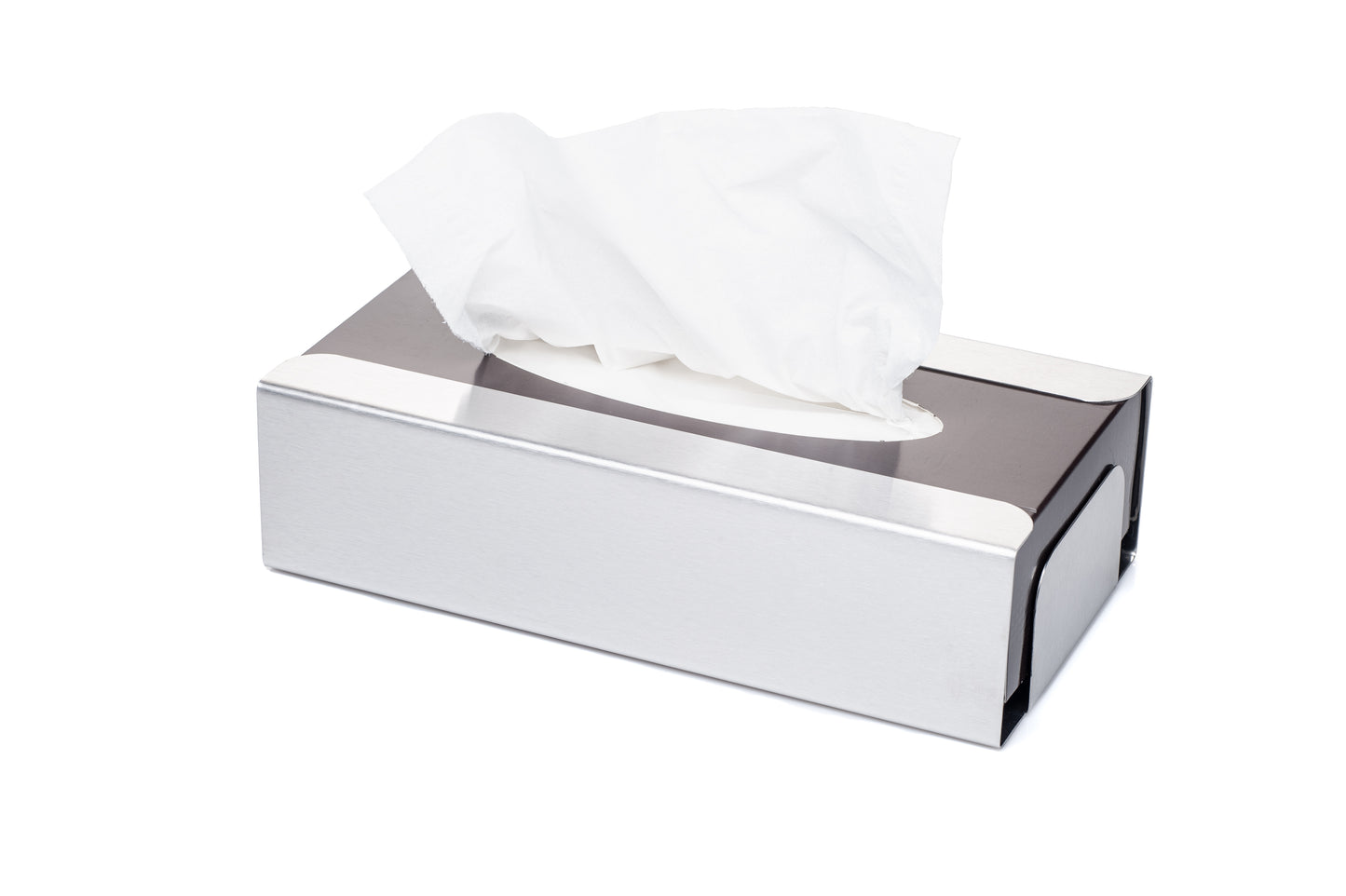 Wall-mounted stainless steel facial tissue dispenser – brushed finish