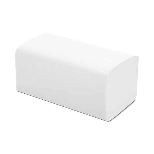 White recycled V-Fold / Interfold hand towels – folded sheets detail, sustainable hygiene