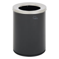 11L black metal office bin with cover – compact waste bin for office use
