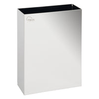 16L wall-mounted stainless steel bin for public toilet paper disposal –  mirror finish