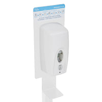 Side view of freestanding automatic sanitiser dispenser stand