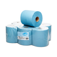 Blue recycled centrefeed roll pack of 6, 154m length