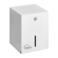 Metal folded toilet paper dispenser white finish