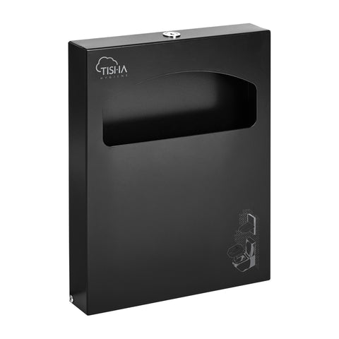Metal 1/4 fold toilet seat cover dispenser black finish