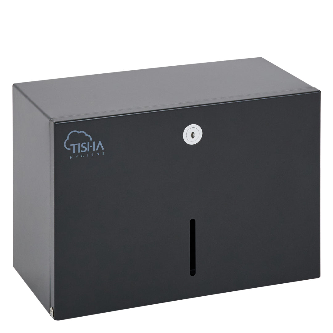 Metal V-Fold Interfold hand towel dispenser black finish