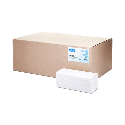 Natural recycled V-Fold / Interfold hand towels – front view, eco-friendly and absorbent