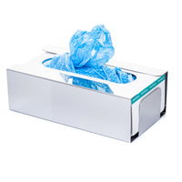 Stainless steel dispenser for gloves, face masks, or shoe covers – mirror finish

