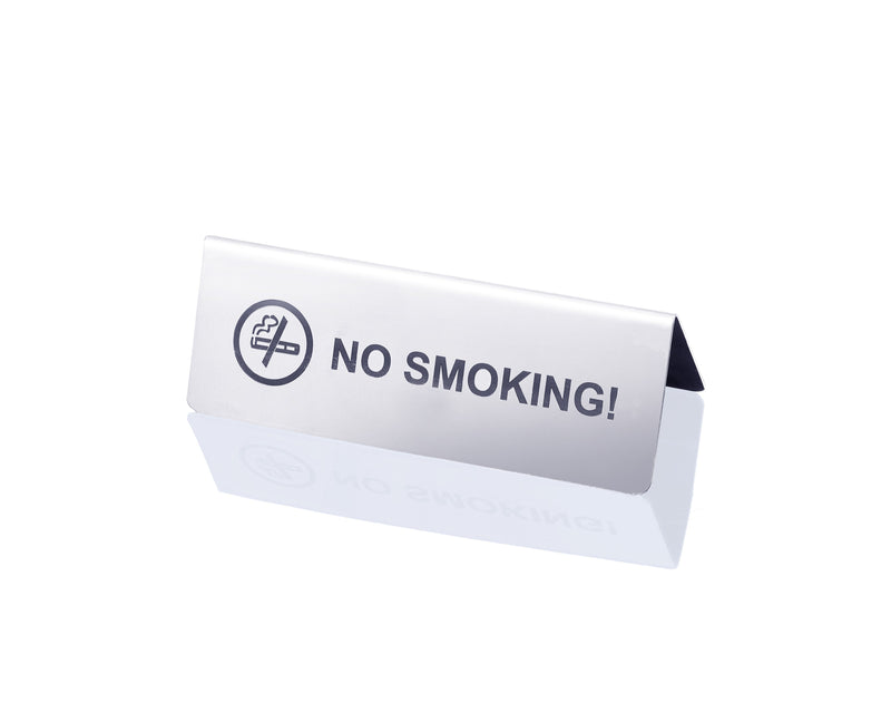 No smoking stainless steel table sign for outdoor seating in pubs