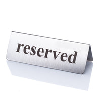 Reserved stainless steel table sign for restaurants, cafes, pubs