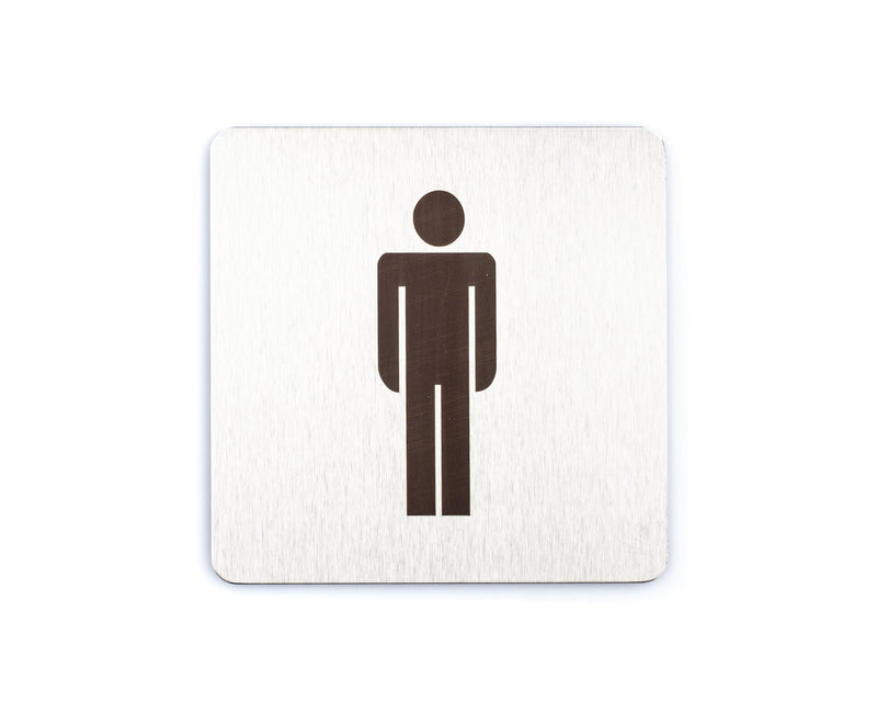 Stainless steel male toilet door sign self-stick