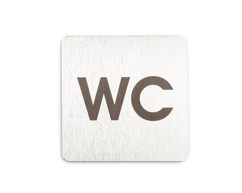 Stainless steel WC toilet door sign, self-adhesive, easy to install on doors and walls for washrooms in salons, cafés, and offices