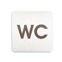 Stainless steel WC toilet door sign, self-adhesive, easy to install on doors and walls for washrooms in salons, cafés, and offices