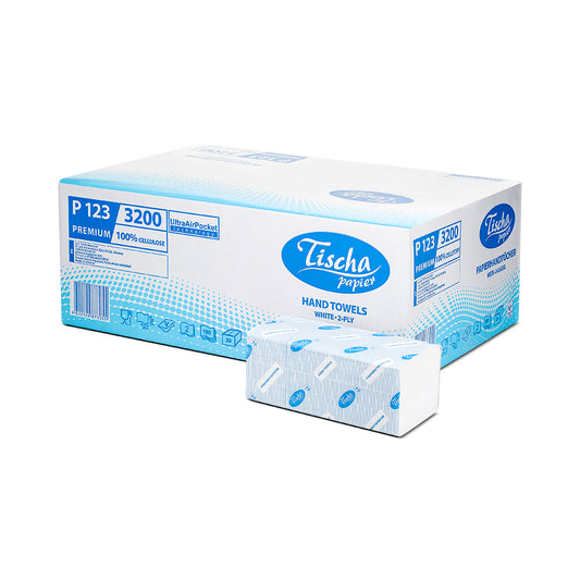 Premium V-Fold Interfold cellulose hand towels – soft, strong, and luxurious for professional washrooms