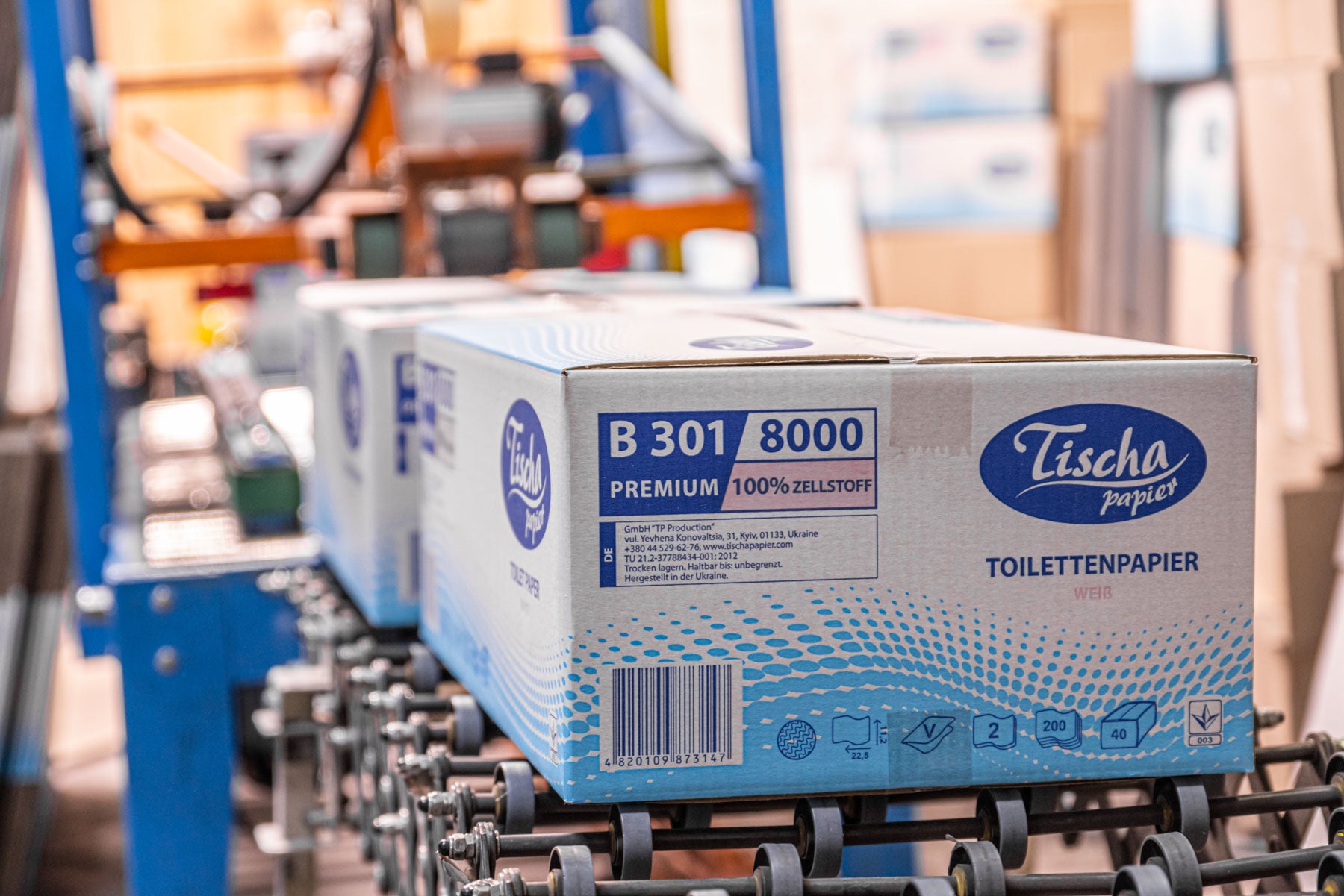 Tisha-branded products on the converting line